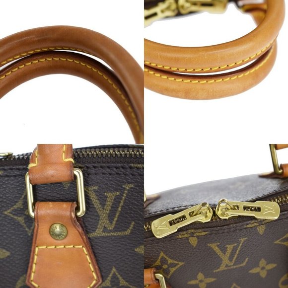 LOUIS VUITTON LV Logo Alma Hand Bag Monogram Leather Brown France - Picture 13 of 14